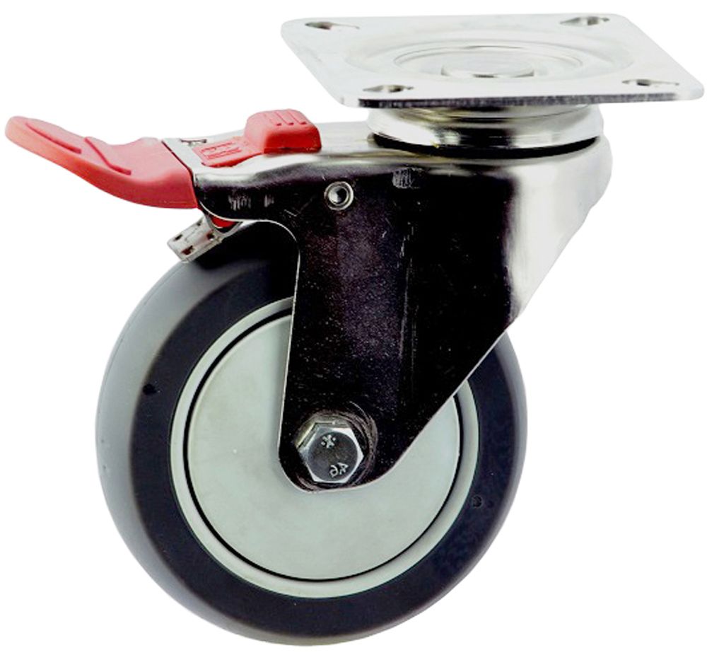 Medium Duty SS Swivel Plate Mount Caster With Brake MSST10032TPB.jpg