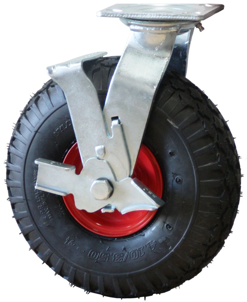 SWIVEL Plate Mount Brake Pneumatic Castor with 260MM WHEEL PZNW350X4